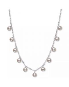 White Cultured Freshwater Pearl (8mm) Dangle 18" Statement Necklace (Also in Pink & Dyed Gray Cultured Freshwater Pearl)