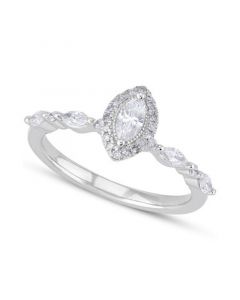 Diamond Marquise Halo Engagement Ring (1/2 ct. t.w.) in 14k White Gold