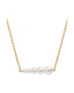 Cultured Freshwater Pearl (3 - 7-1/2mm) Graduated Bar 18" Pendant Necklace in 18k Gold-Plated Sterling Silver