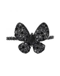 Black Spinel Butterfly Ring (7/8 ct. t.w.) in Black Rhodium-Plated Sterling Silver