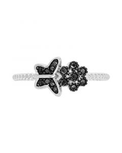 Black Spinel Butterfly & Flower Ring (1/5 ct. t.w.) in Sterling Silver & Black Rhodium-Plate