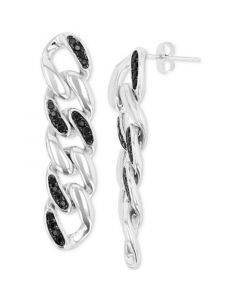 Black Spinel Chain Link Drop Earrings (1/2 ct. t.w.) in Sterling Silver