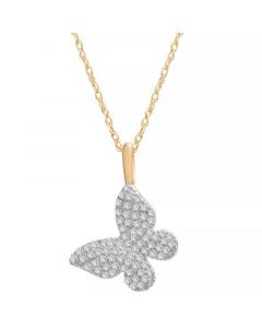 Diamond Butterfly Pendant Necklace (1/6 ct. t.w.) in 14k Gold (Also Available in Black Diamond)