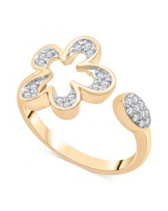 Diamond Flower Cuff Ring (1/6 ct. t.w.) in 14k Gold, Created for Macy's