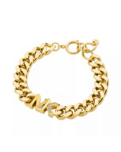 Women's Statement Link Bracelet 14K Gold Plated Brass with Clear Stones