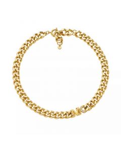 Women's Statement Link Necklace 14K Gold Plated Brass with Clear Stones