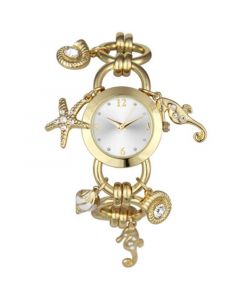 I.N.C. International Concepts Women's Sealife Charm Gold-Tone Link Bracelet Watch 27mm, Created for Macy's