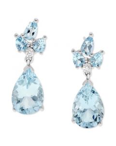 Aquamarine (1-5/8 ct. t.w.) & Diamond (1/10 ct. t.w.) Drop Earrings in 14k White Gold