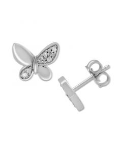 Diamond Butterfly Stud Earrings (1/10 ct. t.w.) in Sterling Silver