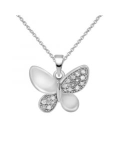 Diamond Butterfly 18" Pendant Necklace (1/10 ct. t.w.) in Sterling Silver