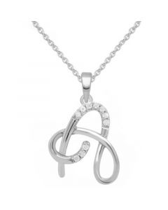 Diamond Fancy Initial 18" Pendant Necklace (1/10 ct. t.w.) in Sterling Silver