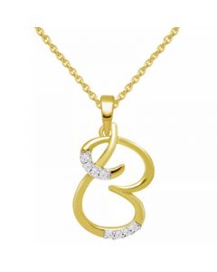 Diamond Fancy Initial 18" Pendant Necklace (1/10 ct. t.w.) in 14k Gold-Plated Sterling Silver