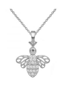 Diamond Bee 18" Pendant Necklace (1/10 ct. t.w.) in Sterling Silver or 14k Gold-Plated Sterling Silver