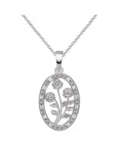 Diamond Bouquet 18" Pendant Necklace (1/10 ct. t.w.) in Sterling silver or Sterling Silver & 14k Gold-Plate