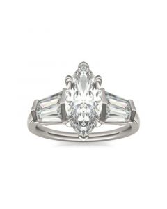 Moissanite Marquise Engagement Ring (3-1/3 Carat Total Weight Certified Diamond Equivalent) in 14K White Gold