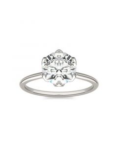 Moissanite Round Solitaire Ring (1-9/10 Carat Total Weight Certified Diamond Equivalent) in 14K White Gold