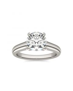 Moissanite Cathedral Solitaire Ring (1-9/10 Carat Total Weight Certified Diamond Equivalent) in 14K White Gold