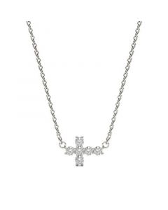 Moissanite Fixed Cross Necklace (1/5 Carat Total Weight Certified Diamond Equivalent) in 14K White Gold