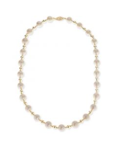 Cultured Freshwater Pearl (8 - 8-1/2mm) 18" Collar Necklace in 14k Gold-Plated Sterling Silver