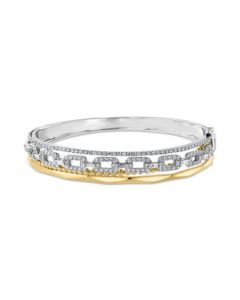 EFFY® Diamond Chain Link Bangle Bracelet (2-1/10 ct. t.w.) in 14k White and Yellow Gold