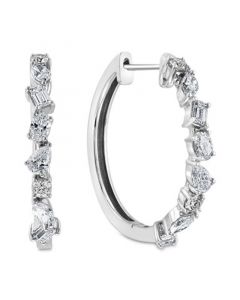 EFFY® Diamond Multi-Cut Hoop Earrings (1-3/8 ct. t.w.) in 14k White Gold