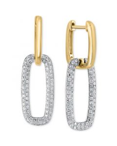 EFFY® Diamond Pavé Link Drop Earrings (5/8 ct. t.w.) in 14k White and Yellow Gold