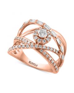 EFFY® Diamond Openwork Crossover Statement Ring (7/8 ct. t.w.) in 14k Rose Gold