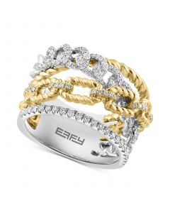 EFFY® Diamond & Rope Chain Openwork Statement Ring (5/8 ct. t.w.) in 14k White and Yellow Gold