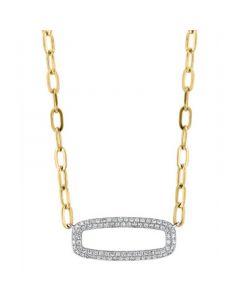 EFFY® Diamond Pavé Open Link 18" Pendant Necklace (1/2 ct. t.w.) in 14k White and Yellow Gold