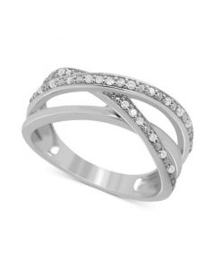 Diamond Multirow Crossover Ring (1/6 ct. t.w.) in Sterling Silver