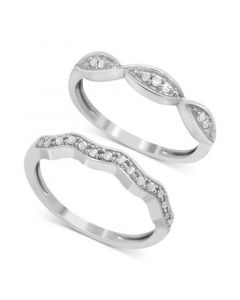 2-Pc. Diamond Bands (1/6 ct. t.w.) in Sterling Silver