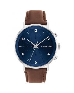 Brown Leather Strap Watch 44mm