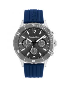 Blue Silicone Strap Watch 44mm