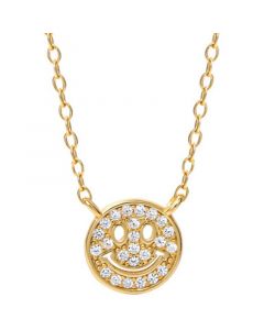 Cubic Zirconia Smiley 18" Pendant Necklace in 18k Gold-Plated Sterling Silver, Created for Macy's