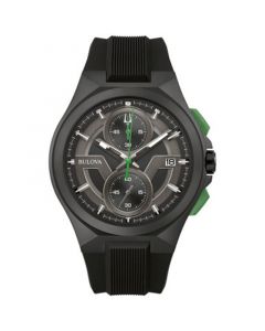 Men's Chronograph Maquina Black Silicone Strap Watch 46mm