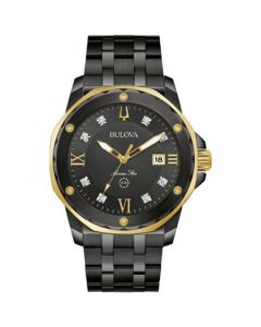 Men's Marine Star Diamond Accent Black Ion-Plated Stainless Steel Bracelet Watch 44mm