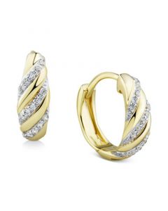 Diamond Diagonal Small Hoop Earrings (1/10 ct. t.w.) in 10k Gold