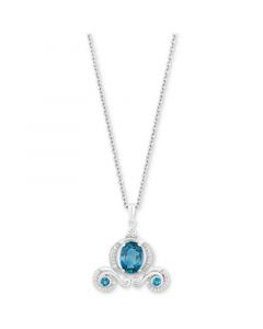 London Blue Topaz (1-7/8 ct. t.w.) & Diamond (1/10 ct. t.w.) Cinderella Carriage Pendant Necklace in Sterling Silver, 16" + 2" extender