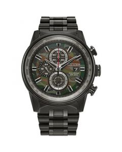 Eco-Drive Men's Chronograph Nighthawk Black Stainless Steel Bracelet Watch 43mm