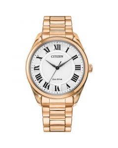 Eco-Drive Women's Arezzo Rose Gold-Tone Stainless Steel Bracelet Watch 35mm