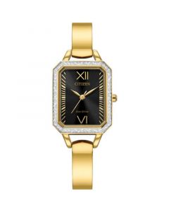 Eco-Drive Women's Crystal Gold-Tone Stainless Steel Bangle Bracelet Watch 23mm