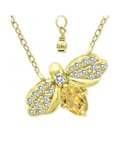 Cubic Zirconia Bee Pendant Necklace in 18k Gold-Plated Sterling Silver, 16" + 2" extender, Created for Macy's