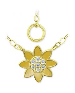 Cubic Zirconia Sunflower Pendant Necklace in 18k Gold-Plated Sterling Silver, 16" + 2" extender, Created for Macy's