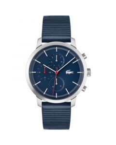 Men's Replay Navy Leather Strap Watch 44mm