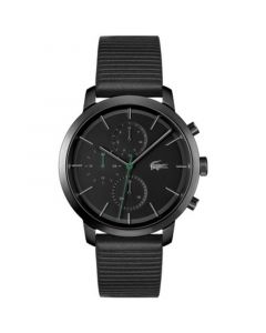 Men's Replay Black Leather Strap Watch 44mm