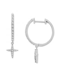 Diamond Cross Dangle Hoop Earrings (1/5 ct. t.w.) in 10k White Gold