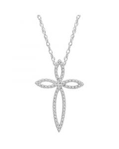 Diamond Open Cross 18" Pendant Necklace (1/4 ct. t.w.) in 10k White Gold