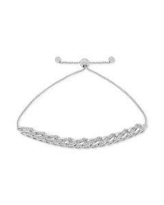 Diamond Interlaced Bolo Bracelet (1/10 ct. t.w.) in Sterling Silver