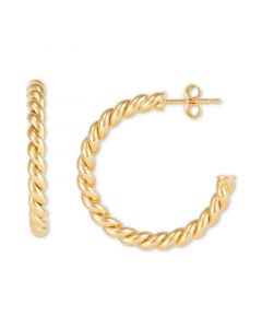 Twist Tube Small Hoop Earrings in 14k Gold (1-1/8")