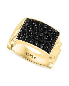 EFFY® Men's Black Spinel Square Cluster Ring in 14k Gold-Plated Sterling Silver